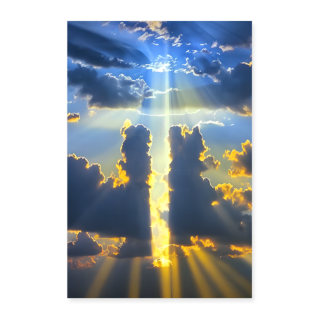 Das christliche Kreuz als Lichterscheinung im Himmel versteckt schwebend sichtbar und doch nicht